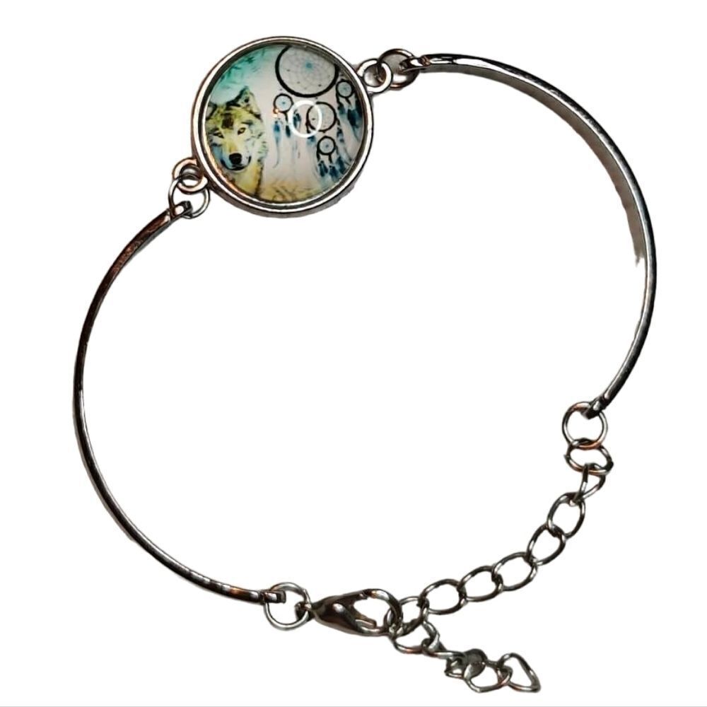Native Wolf Pendant Bracelet